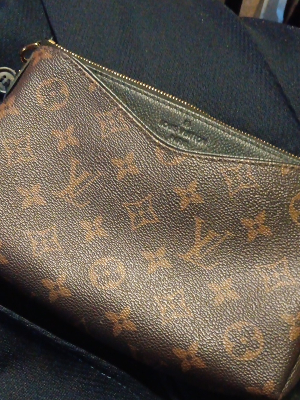 Louis Vuitton Monogram Canvas Clutch in Brown and Tan